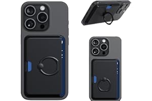 BINOCS Magnetic Phone Wallet with Ring Holder, Sidepush Mag-Safe Card Holder with 360 Degree Adjustable Ring Stand Compatible with iPhone 15/14/13/12 and Pro/ProMax Series