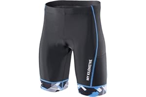 MY KILOMETRE Mens Triathlon Shorts with Adjustable Drawstring Easy Reach Leg Pockets Chamois for Long-Distance Tri Race