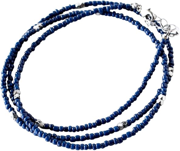 Amazon The 5 ザファイブエイティトゥ ビーズ シルバー ブラス 3way アクセサリー ブレスレット アンクレット ネックレス ハンドメイド 真鍮 ネイティブ メンズ レディース ネイビー ネックレス 通販