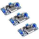 Stemedu 3PCS LM2596 DC to DC Buck Converter 4-40V to 1.25-37V Adjustable Voltage Regulator Step-Down Module with LED Voltmete