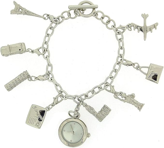 Charmed Ladies Analogue TBar Bracelet Charm Watch & 8
