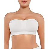 FeelinGirl Strapless Bra for Women Seamless Wireless Bralette - Strapless Support, Adjustable & Padded, Full Coverage, Comfort & Support Design,White XX-Large