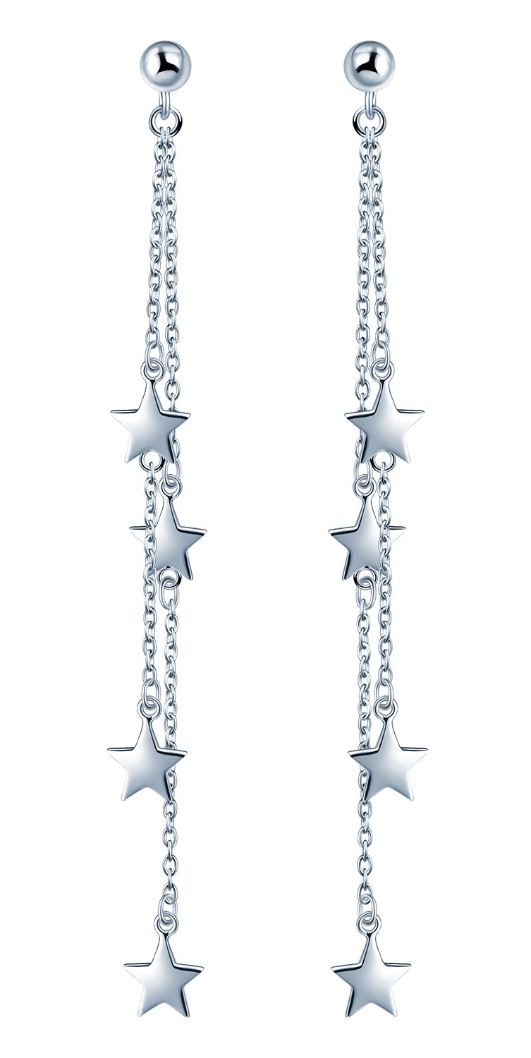 Yumilok Jewelry 925 Sterling Silver Ball Ear Stud Stars Dangle Drop Earring for Women/Ladies/Girls