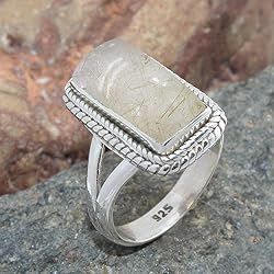 Sterling Silver 925 Ring For Womens Golden Rutile