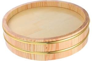 BUTIFULSIC Traditional Wooden Hangiri Sushi Rice Mixing Tub Japanese Sushi Oke Bowl for Home Restaurant Use
