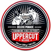 Uppercut Deluxe Barbers Collection Deluxe Pomade, 10.5 oz / 300g - Strong Hold, High Shine Hair Pomade – Water-Based, Easy Washout – Classic Barber Styling for Slick Backs, Side Parts & Pompadours