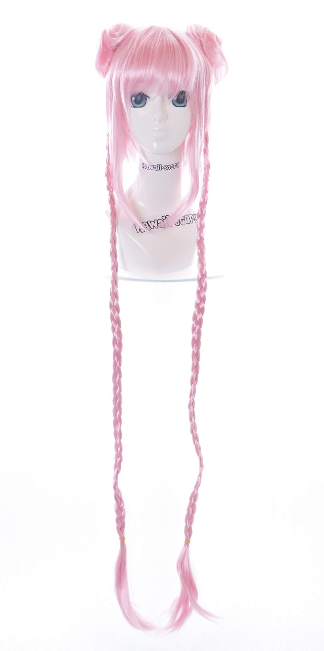 Kawaii-Story MR-701H Pink 110 cm Bun Braid 5-Piece for Super Sonico Pastel Goth Cosplay Wig Anime Manga
