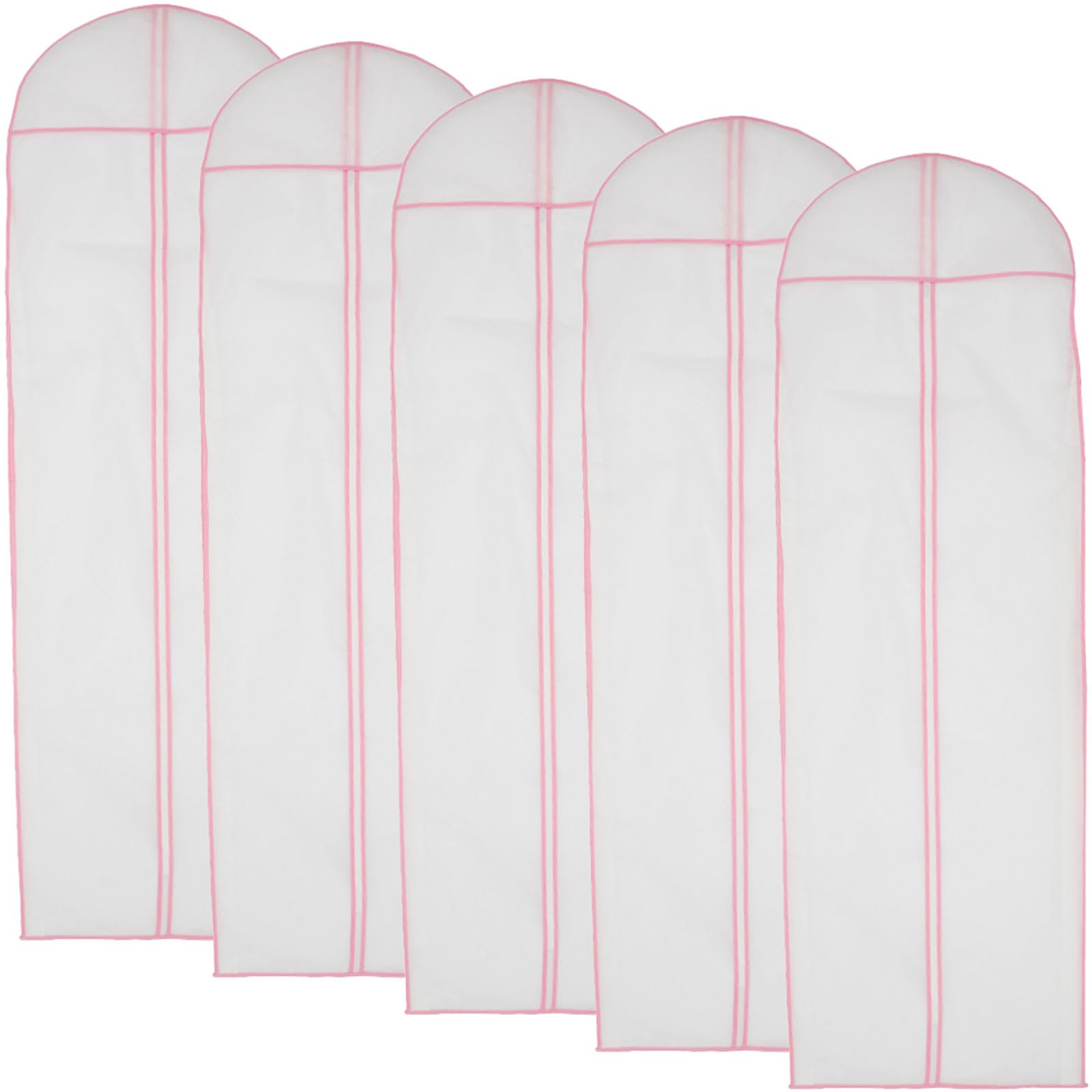 180cm Wedding Dress Bags with Zipper, Breathable Clear Garment Bags Non-woven Bridal Dress Cover Bag Full Length Travel Covers for Long Dress Dance Costumes Suits (5pcs)