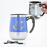 daasigwaa Rechargeable Self Stirring Mug - Magnetic Electric Auto Mixing Stainless Steel Cup for Office/Kitchen/Travel/Home Coffee/Tea/Hot Chocolate/Milk-390 ml/13.2 oz(Blue)