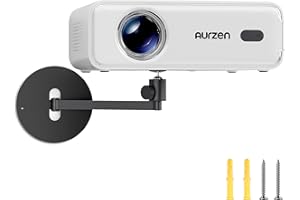 Aurzen Projector Wall Mount Shelf, Wall Use with Adjustable Angle, 360° Rotation and Tilt, Foldable Heavy-Duty Metal Bracket, Supports 4.4 lbs, Compatible with TMY, HAPPRUN, Yaber, Epson and More