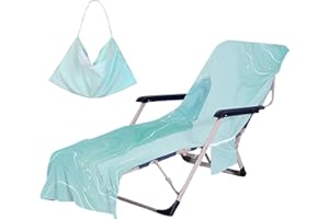 TREESWIFT Watercolor Beach Chair Towel Cover with Side Pockets Thick and Quick Dry Chaise Lounge Towel Cover Sun Lounger Pool Chair Towel Cover (Mint)