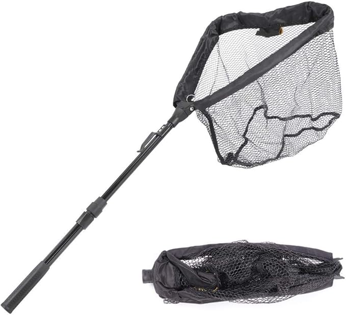 Fishing Landing Net Integrated Telescopic Folding Mesh Head Fishing Net