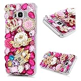 Galaxy S8 Plus Bling Case, Miniko(TM) Unique 3D Handmade Bling Crytal Golden Castle White Pumpkin Carriage Colorful Shiny Glitter Sparkly Diamond Rhinestone Clear Pretty Phone Case for Galaxy S8 Plus
