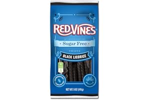 AMERICAN LICORICE Red Vines Black Licorice Sugar Free Vines - 5 oz. bag, 12 per case