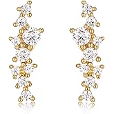 LibreLumos Moissanite Crawler Stud Earrings for Women 925 Sterling Silver with 18K White Gold Plating Moissanite Climber Earring for women Dainty Hypoallergenic Jewelry Christmas Anniversary Birthday Gifts