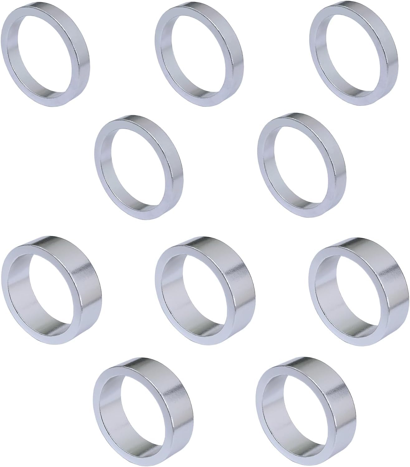 10x Bicycle Head Stem Spacer Replacement Head Tube Spacer Aluminum Alloy Headset Washer Compatible with MTB/BMX/Mountain Bike (Silver, 25.4mm)