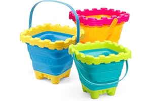 3L Jumbo Foldable Buckets, Castle Sand Beach Toy Silicon Pails For Kids Adults, Collasible Water Bucket Sandbox Kit Multi Use