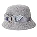 IUNEED New Fashion Women Flax Flower Bowler Hat Billycock Cap (Grey)