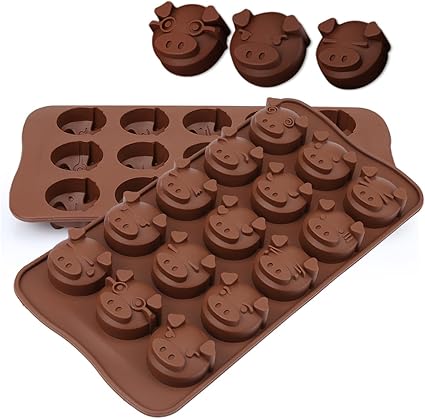 Amazon Miniチョコレート金型かわいいキャンディ金型アイスキューブトレイfunny Cookie Piggy絵文字コレクションビスケットパンシリコンベーキング金型グミキャンディーmakingギフト 2パック Vi 飴 チョコレート型