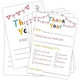 Zgogy Colorful Thank You Postcards for Kids, 25 PCS 4x6 No Envelope Needed Double Sided Design Post Cards, Kids Thank You Cards Fill in the Blank Birthday Postcards for Birthday Party -02