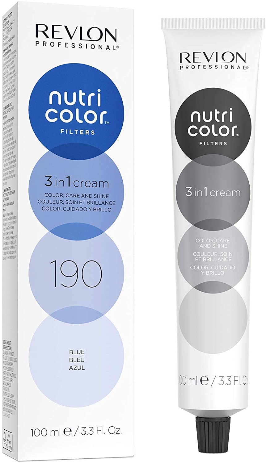 REVLON PROFESSIONAL NUTRI COLOR FILTERS, Bright Semi-Permanent Direct Hair Dye, 190 Blue, 100 ml