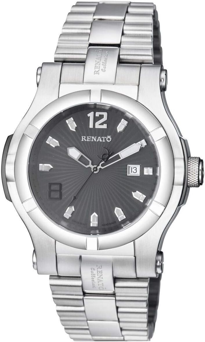 New Big Mens Renato T-Rex Swiss ETA 2824 Automatic 25 Jewel 50mm Gray Dial Watch