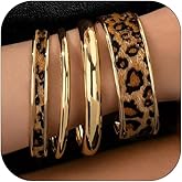 NOVYRA Leopard Bangle Bracelets for Women Layered Cheetah Print Cuff Statement Bracelets Trendy Cheetah Jewelry Accessories For Women