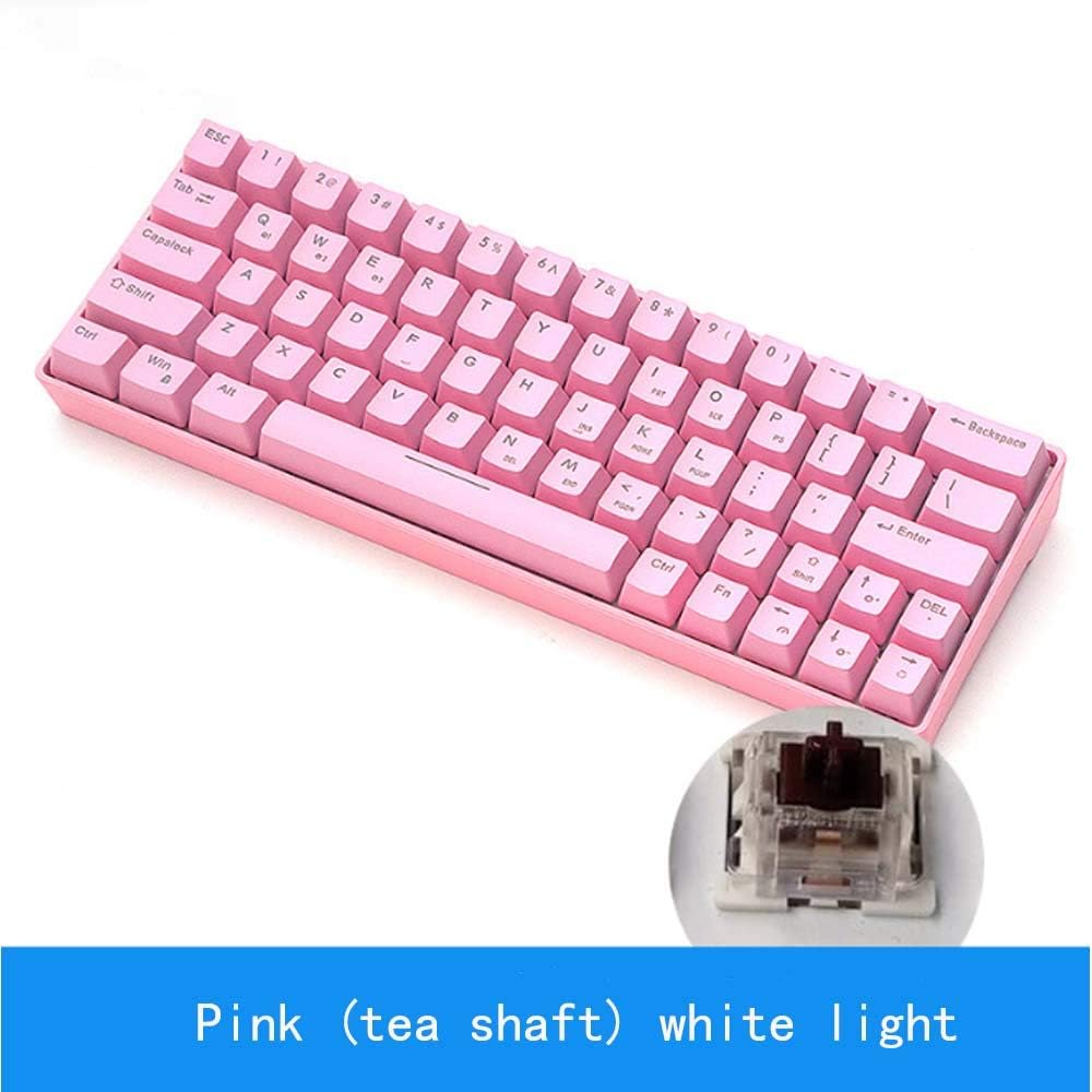 CSJD 64-Key Mini Real Mechanical Keyboard, Male/Female Gaming Keyboard 78 Macro Programming Keyboard Portable Keyboard,C