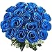 GTIDEA Silk Roses Artificial Flower Bouquet 18 Heads Bridal Home Garden Office Dining Table Wedding Decor Blue