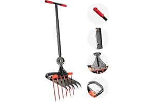 AGRICAS Broad Fork for Gardening - Portable and Ergonomic Broadfork Garden Tool Cultivator Tiller with 6+5 Sharp Tines - Heavy Duty Pitchfork, with Thickened Design