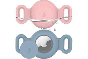 FOWSRHRG Waterproof Airtag Dog Collar Holder 2 Pack, Airtag Cases for Pet Cats Dog GPS Tracker,Silicone Airtag Holder (for Apple Airtag) Fitted 1 inch Collar,Anti-Lost Personalized Dog Collar