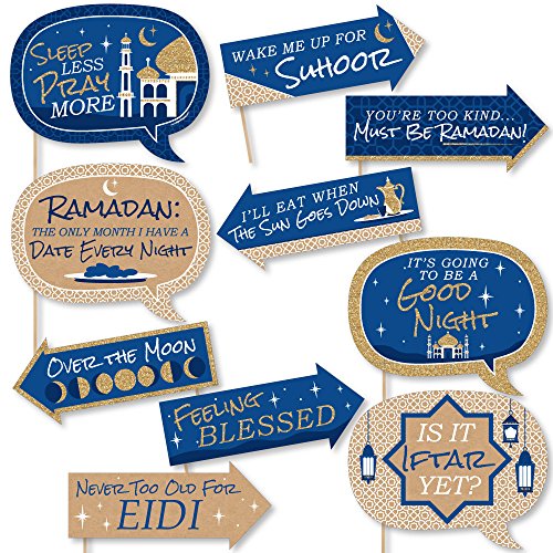 Funny Ramadan - Eid Mubarak Photo Booth Props Kit - 10 Piece