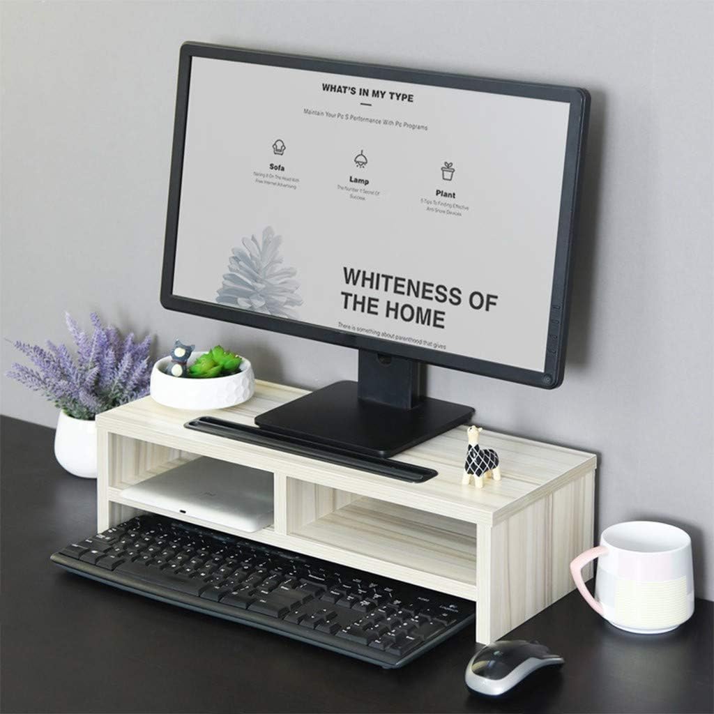 BLACKOBE Monitor Riser Computer Stand Office Desktop Keyboard Simple Adjustable Storage Shelf Organizer with Groove, Black and White (White) 19.7 x 7.9 x 5.3 in