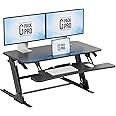G-PACK PRO Standing Desk Converter – 38" Wide Stand Up Desk Riser – Quick Sit to Stand Tabletop Dual Monitor Workstation – Height Adjustable Up to 17.3" – Black