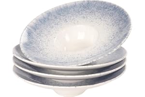 jinsongdafa Soup Bowls, Soup Plates, 5.1 oz, Porcelain Pasta Bowl Set of 4, Wide edge Shallow Bowl Plates, Rimmed Bowls with 