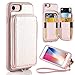 ZVE Leather Wallet Case for iPhone SE 2022 5G, iPhone 8/7 - 4.7 inch, Rose Gold