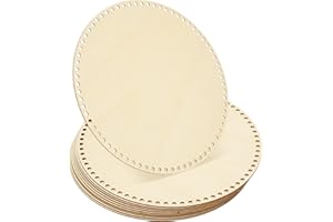 PATIKIL 12 Inch Crochet Basket Base, 10 Pcs Basket Bottoms Round Wood Base Shaper Bag Making Supplies Weaving Knitting Kit fo