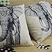 Jahosin Set of 2 Throw Pillow Covers 18 X 18 Inches,Decorative Elephant Cushion Case (Sketch Elephant)