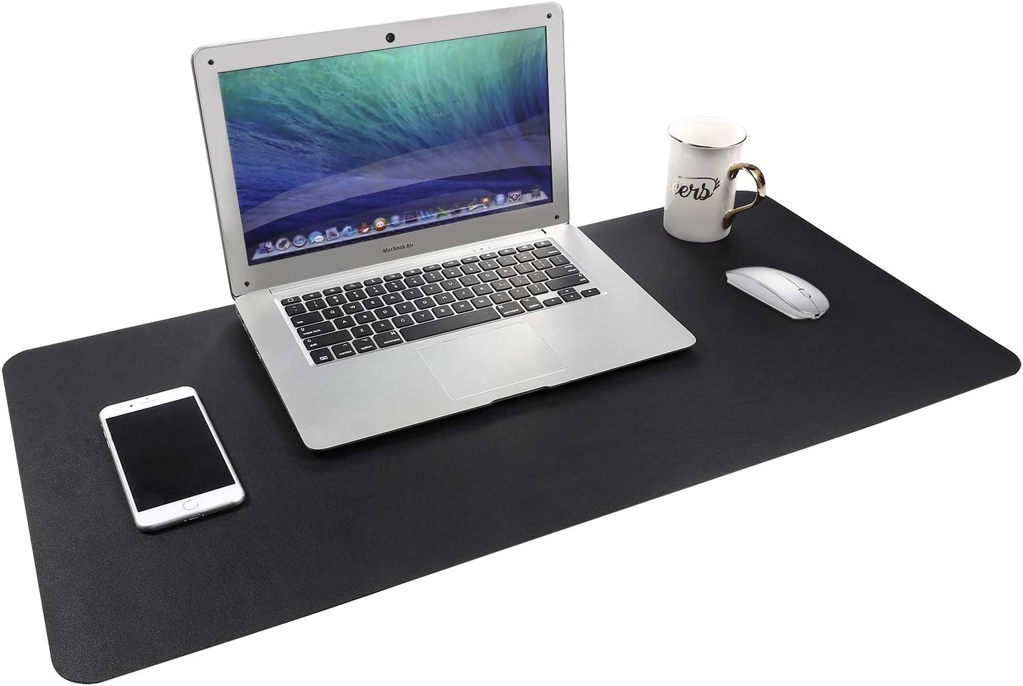 Gogloo Multifunctional Office Desk Pad, Dual Sided PU Leather Mouse Pad, Thin and Waterproof Desk Blotter Protector, Desk Writing Mat for Office/Home (Black, 31.5" x 15.7")