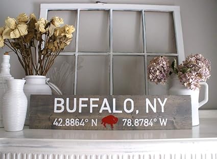 Amazon Com Olga212patrick Buffalo Ny With Coordinates Rustic Wood