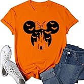 Halloween Magic Kingdom Shirts for Women,Funny Castle Family Tshirt Spooky Season Shirt Cute Casual Tops