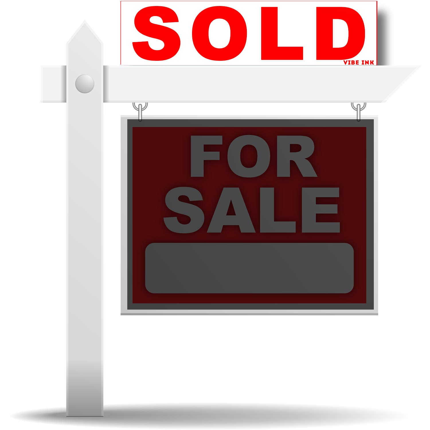 6 Pack Bundle of Real Estate Rider Signs 6x24 - for Sale, Open House, Sold, Coming Soon, Sale Pending, New Listing - Double-Sided, Waterproof Corrugated Plastic, Made in America (Red Letters)
