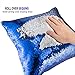 URSKYTOUS Reversible Sequin Pillow Case Decorative Mermaid Pillow Cover Color Changing Cushion Throw Pillowcase 16” x 16”,Dark Blue and Silver