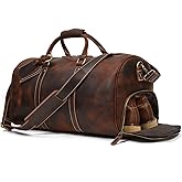 Full Grain Leather Duffel Bags for Men and Women 20 Inch Travel Overnight Weekend Leather Bags Travel Duffel for Men, 9804 Brown