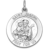JewelryWeb 925 Sterling Silver Solid Polished Saint Joseph Medal Pendant Necklace 30x23mm Wide Pendant for Women