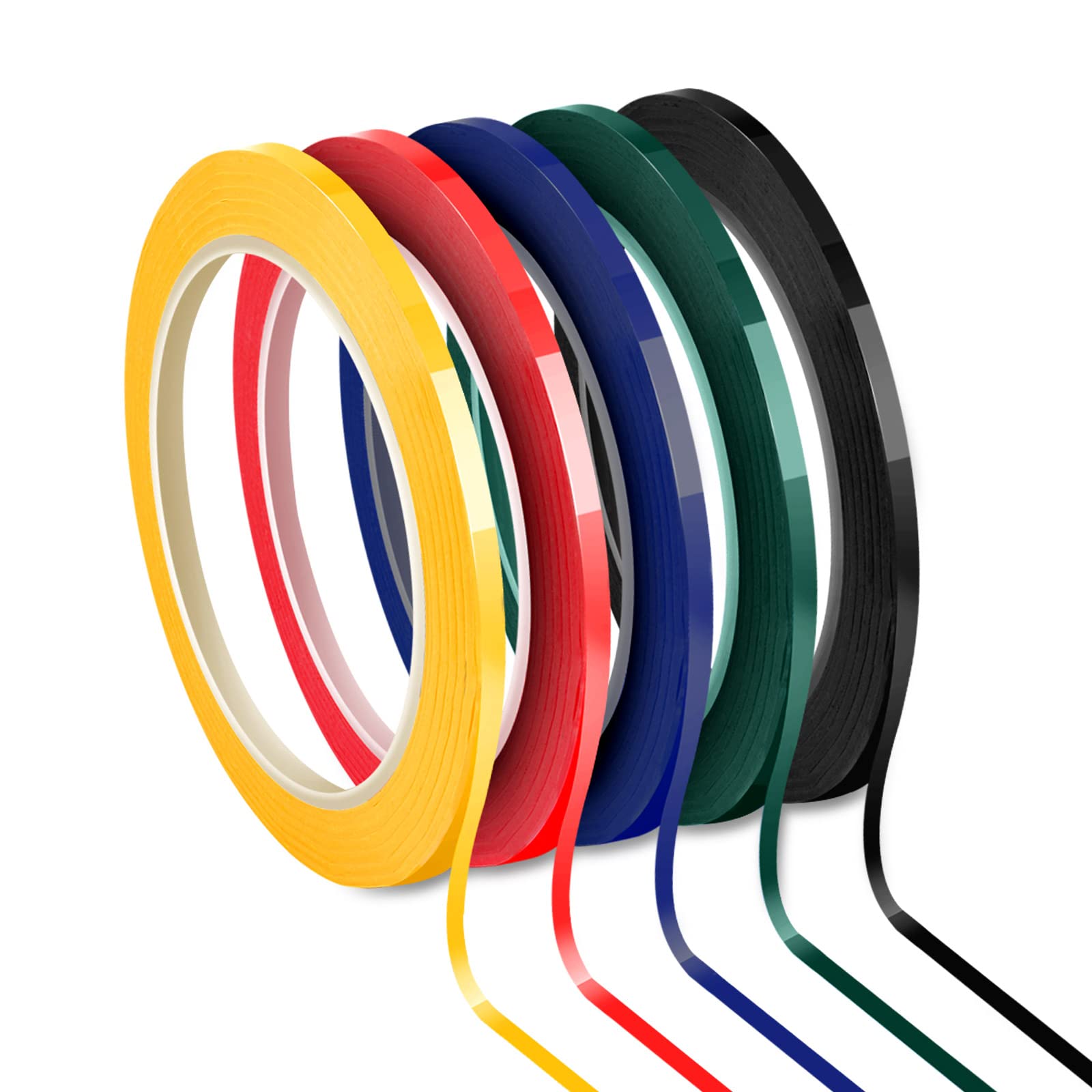 Whiteboard Tape, Graphic Chart Tape, Self Adhesive, Assorted 5 Colors, 3 mm x 66 m per roll, Pack of 5 Rolls