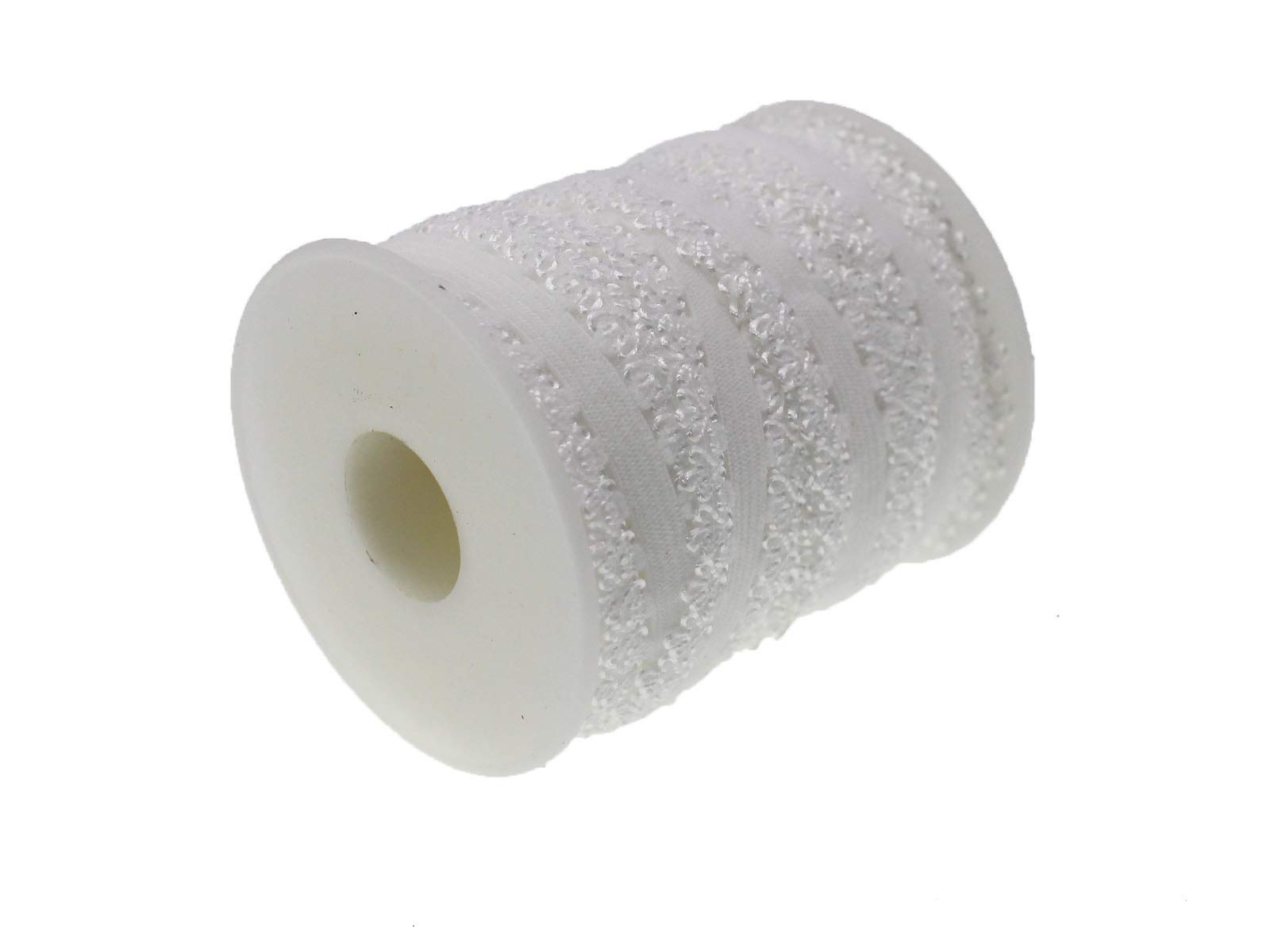 One Roll 16 Yards 3/4'' Picot Edge Stretch Lace, Frilly Edges Elastic Webbing,Lace for Headbands (White)