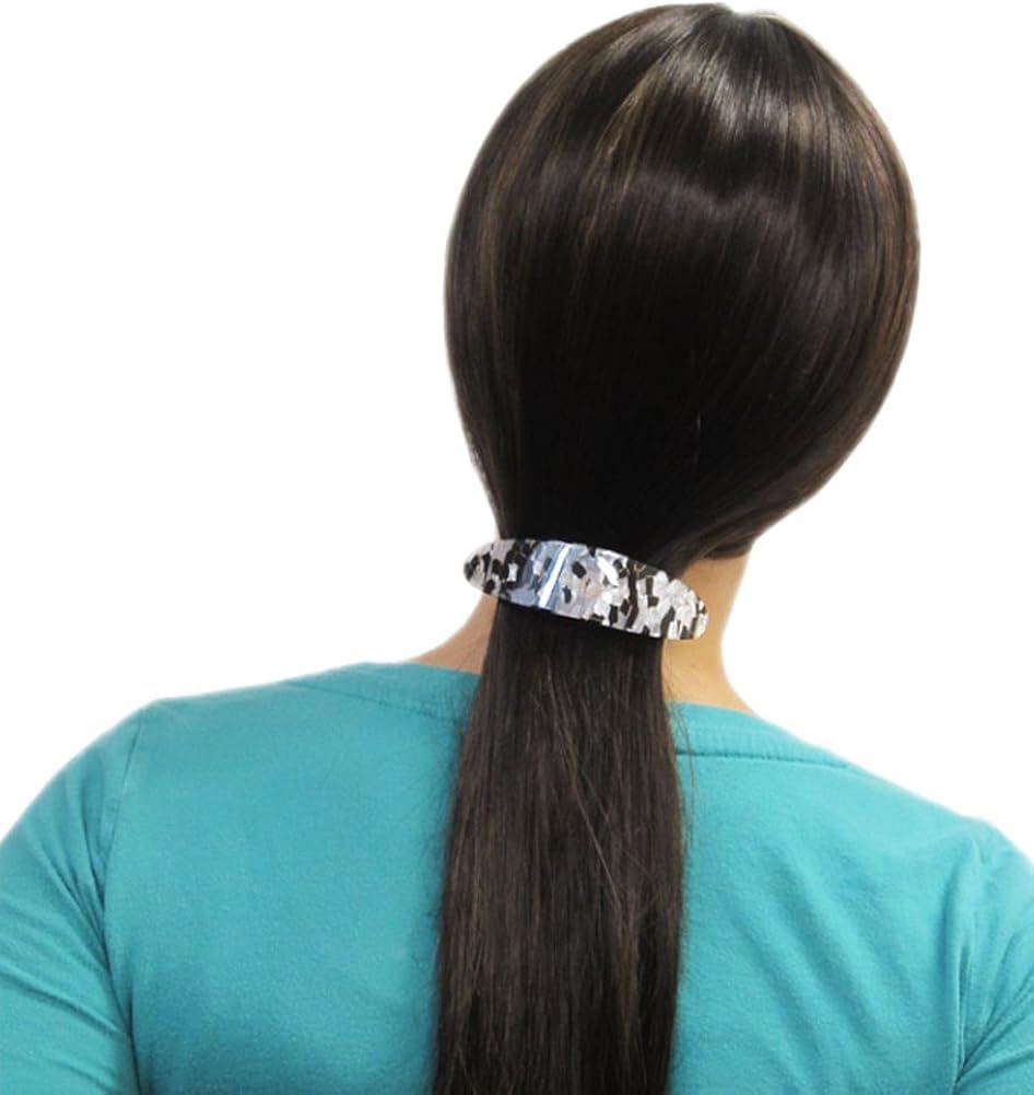 Silver Oval Broken Glass Hair Clip Oval Hair Clip With