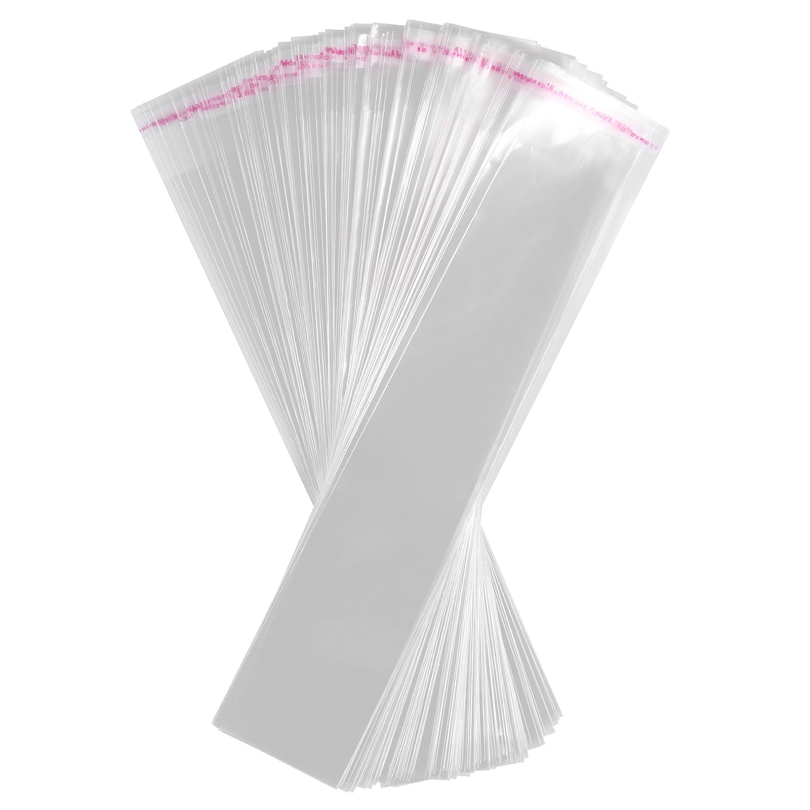 VOSAREA 200pcs Clear Cello Bags Long Plastic Bags Self Sealing Gift Wrap Cellophane Bag for Bakery Cookies Candle Christmas Halloween Party