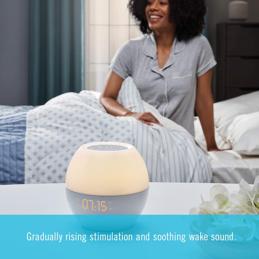 Homedics Sound Machine for Adults or Babies, White Noise Sound Machine with a Sunrise Alarm Clock, Bluetooth Speaker, Night Light with 7 Colors and Auto-Shut Off